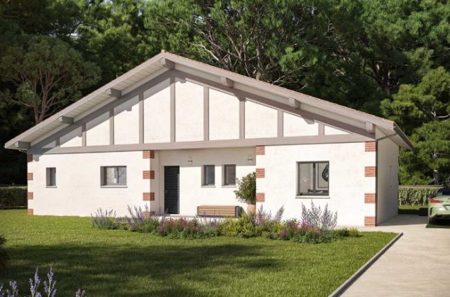 À Rion des Landes sur un terrain de 600 m² une maison traditionnelle de 3 chambres deux salles d'eau plain pied de 100 m² habitable plus garage plus terrasse couverte à quelques minutes de l’A63 Bordeaux Bayonne (40370)