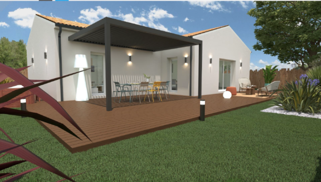 Terrain de 415m² pour projet de construction d'une maison de 90m² en L avec garage sur St Vivien de Médoc (33590)