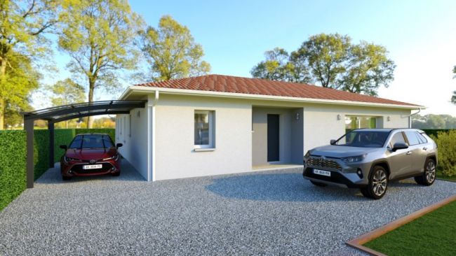 maison L contemporaine 140m² porche couvert terrasse mont de marsan landes lotissement bernadet
