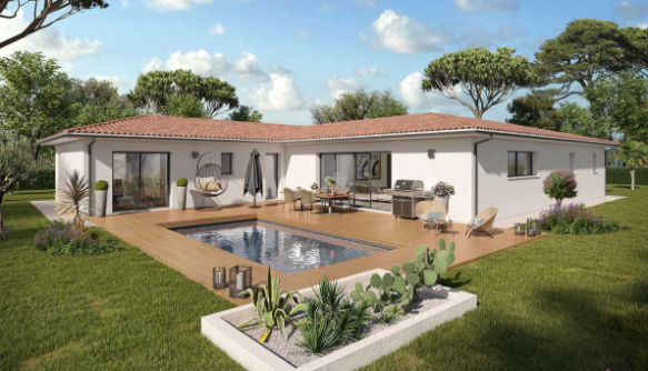Maison contemporaine neuve de 125 m² avec garage sur terrain de 960 m² à Saint-Médard-en-Jalles, proche centre et commodités