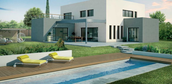 Terrain + maison contemporaine 150m² RE2020 quatre chambres 2 SDB garage 25m²