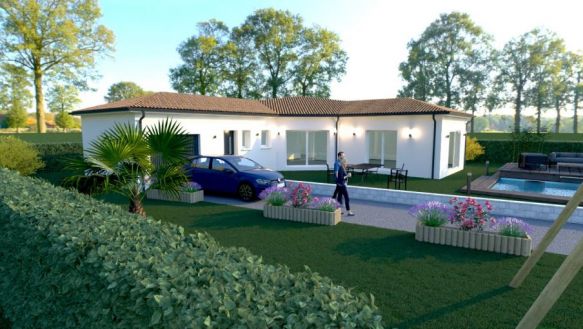 Terrain 1200 m² et construction contemporaine 95 m² avec garage  à Portets 33640