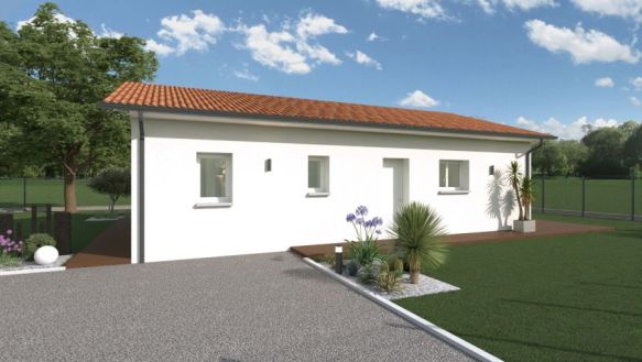 Maison neuve de 90m² avec 3 chambres et une pièce de vie lumineuse sur un vaste terrain de 735m²