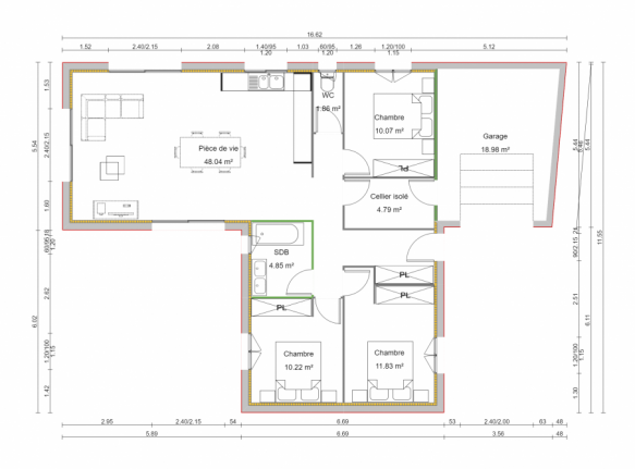 Terrain à Biscarrosse et maison de 91m² avec garage (40600)