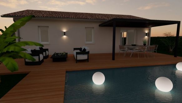 Maison neuve 70 m² à Saint-Magne  2 chambres, terrain de 580 m² en centre-ville