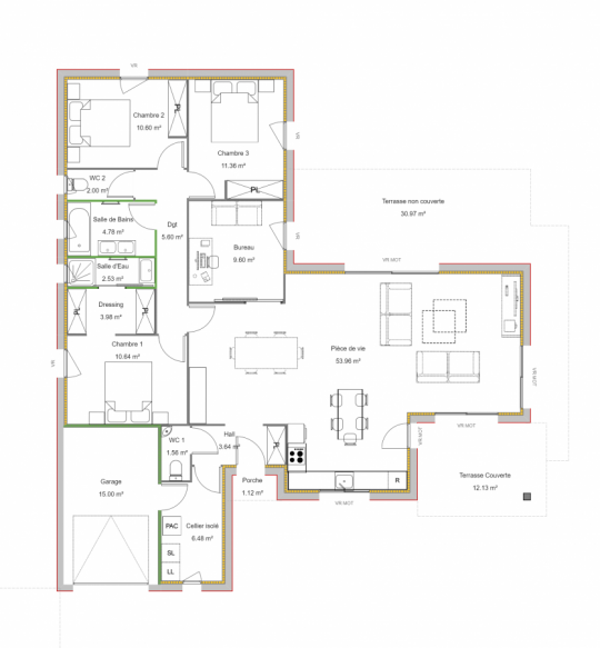 Terrain sur la commune de Saint Pierre du Mont 40280 848 m²