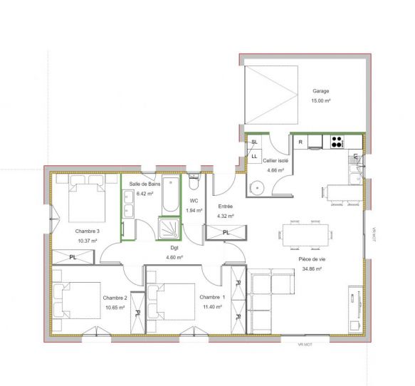 Terrain de 748 m² en lotissement et Maison 3 chambres sur la commune de Saint Pierre du Mont 40280