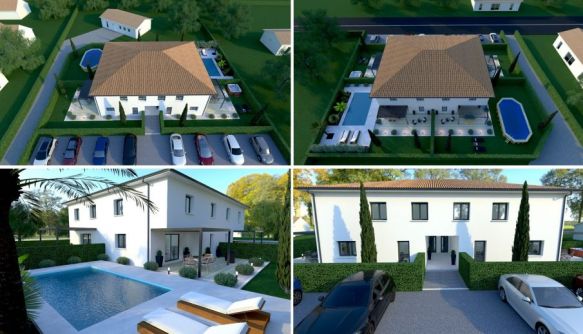 4 maisons RE2020 en 1 de 100m2 chacune sur terrain de 1000m2 à Roaillan 33210