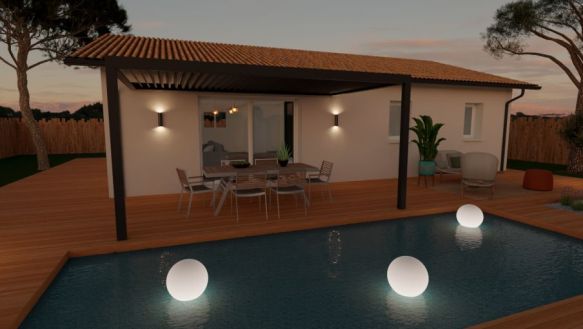 Maison neuve 90 m² à Ychoux  3 chambres, terrain viabilisé 602 m² en centre-ville