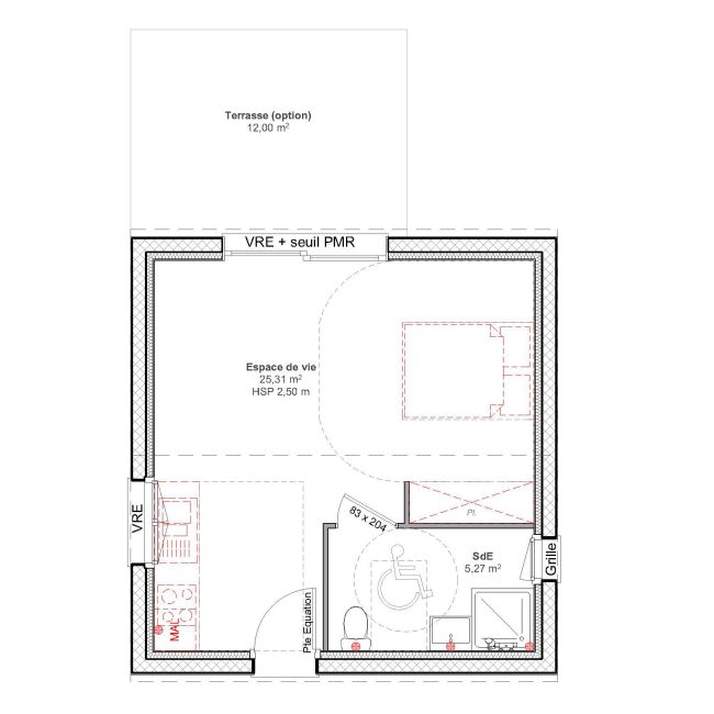 Cocoon 1 - Plan Studio de jardin - 30 m² - Demeures d'Aquitaine