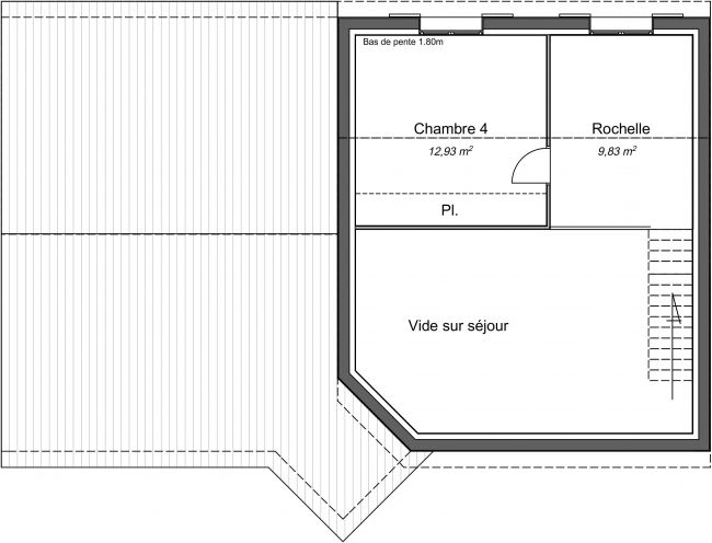 plan 2D modele de maison Erable R1 - 113 m² - 4 chambres + Garage