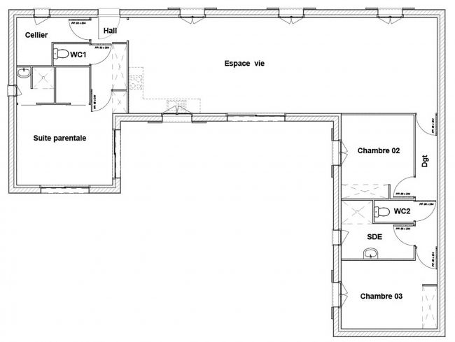 Plan 2D modele de maison Pertuis - 3 chambres - 2 SDB