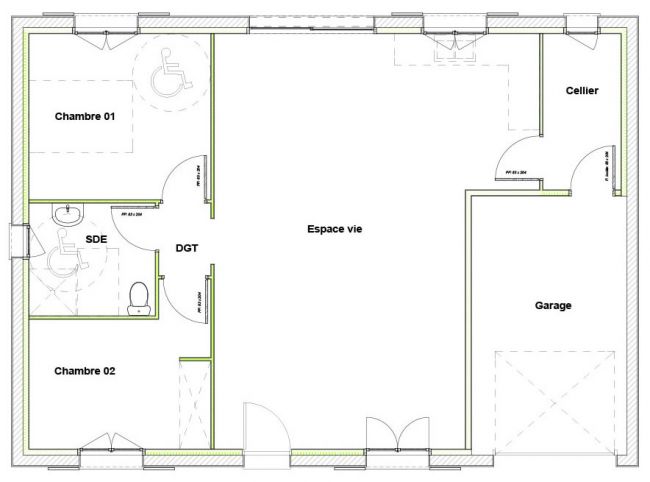 Plan maison modèle Goëland - 75 m²