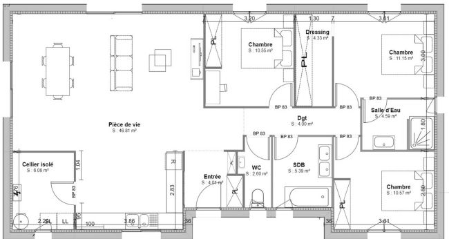 Plan de maison Landaise - Demeures d'Aquitaine - Lalande