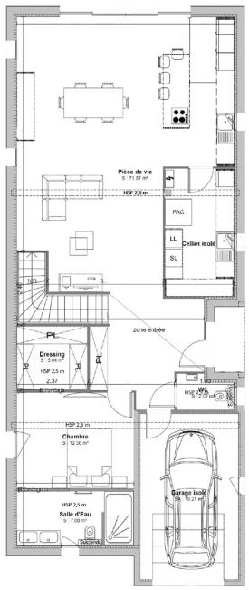 Plan de maison Cytise - RDC - Demeures d'Aquitaine