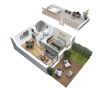 Cocoon 2B - Plan axonometrique - Petite maison 1 chambre + Mezzanine - 64 m² - Demeures d'Aquitaine