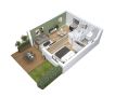 Cocoon 3 - Plan axonometrique - 1 chambre - 44 m² - Demeures d'Aquitaine