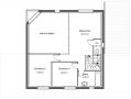Plan 2D modèle de maison étage - R1 - 140 m² - 3 chambres - 2 sdb - abri voiture