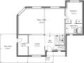 Plan 2D modèle de maison étage - rdc - 140 m² - 3 chambres - 2 sdb - abri voiture