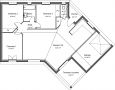 Plan 2D modèle de maison Ébène - 85 m² - 3 chambres + garage