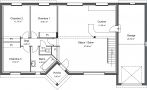 plan 2D modele de maison Erable RDC - 113 m² - 4 chambres + Garage