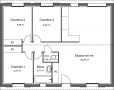 Plan 2D modèle de maison Magnolia 72 m²