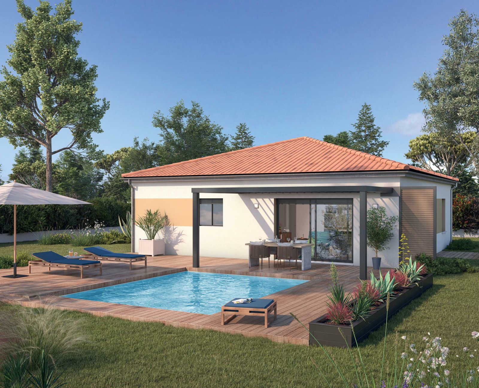 Maison contemporaine plain pied demeures d'Aquitaine - Modèle Bonzai