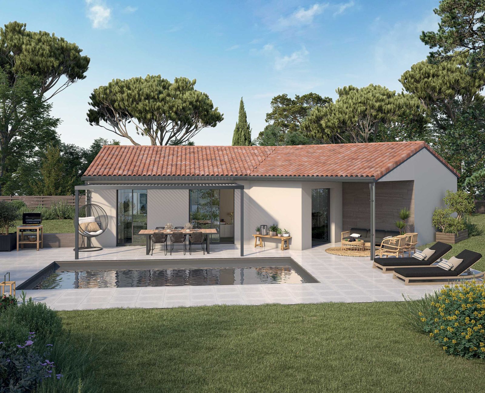 Maison contemporaine plain pied demeures d'Aquitaine - Modèle Ebene