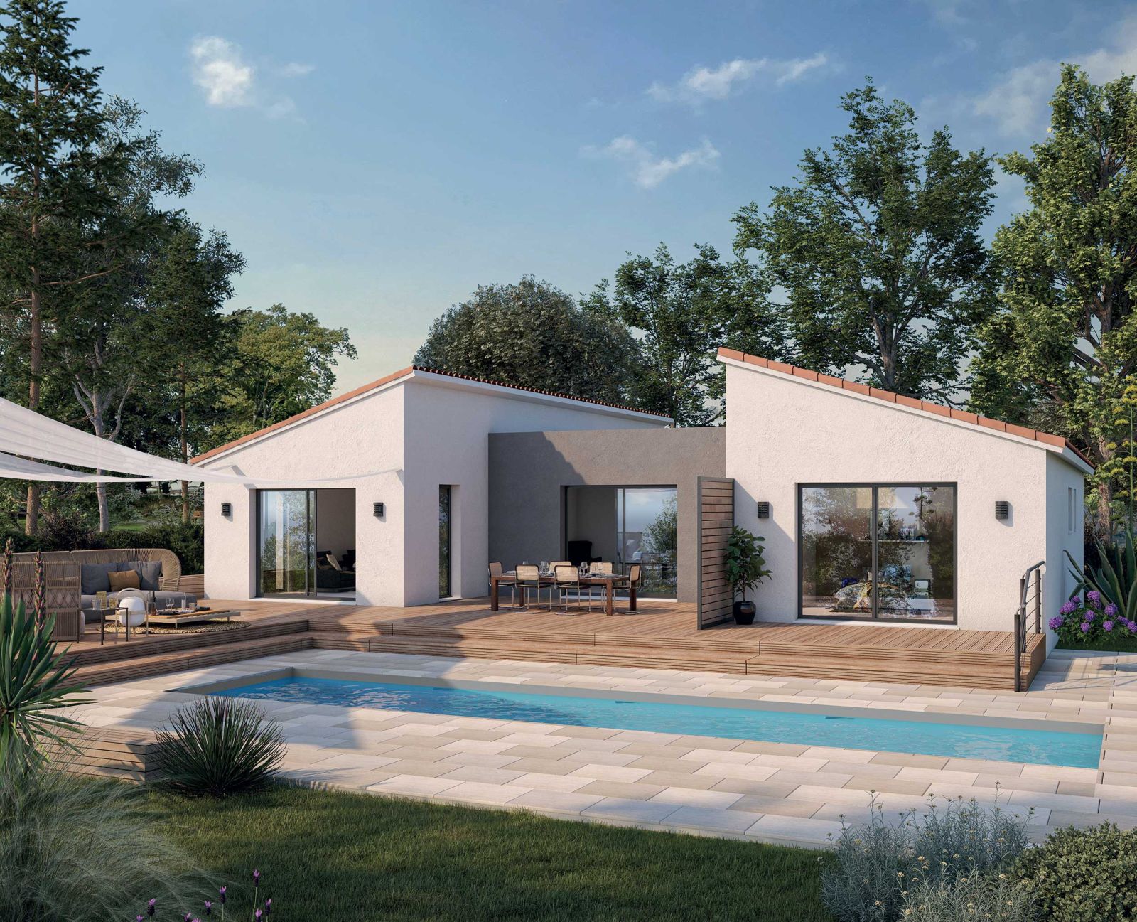 Maison contemporaine plain pied demeures d'Aquitaine - Modèle Hevea