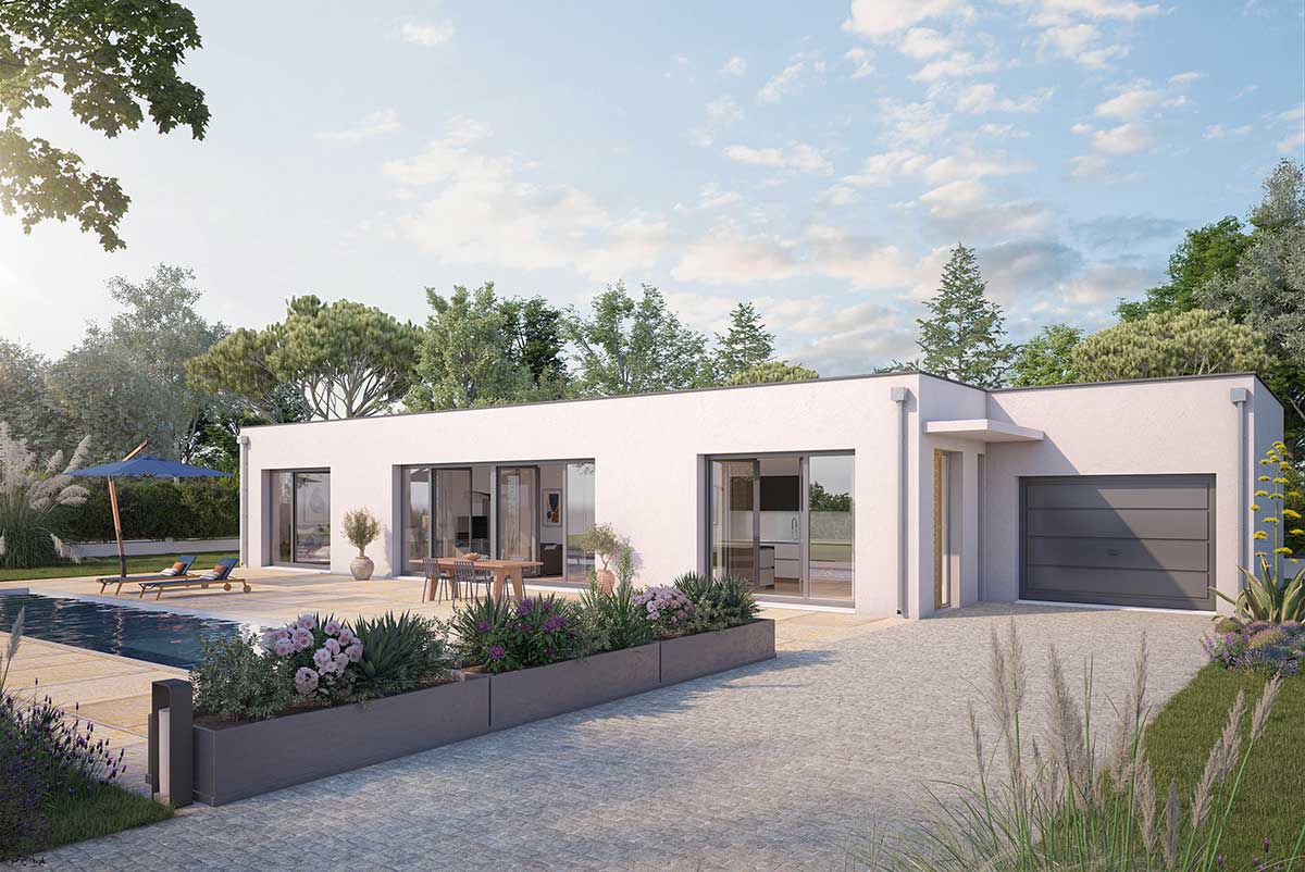 Modele de maison à toit plat contemporain Hoya - Demeures d'Aquitaine