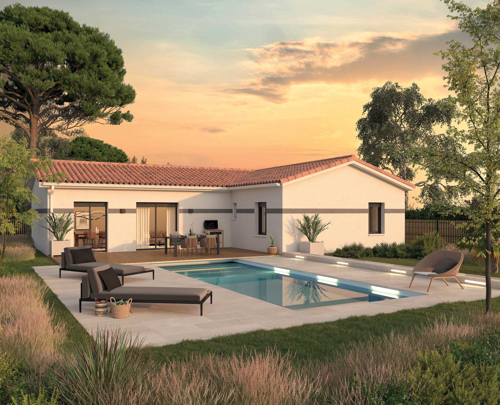 Mélèze Modèle de maison de plain pied contemporain - Demeures d'Aquitaine