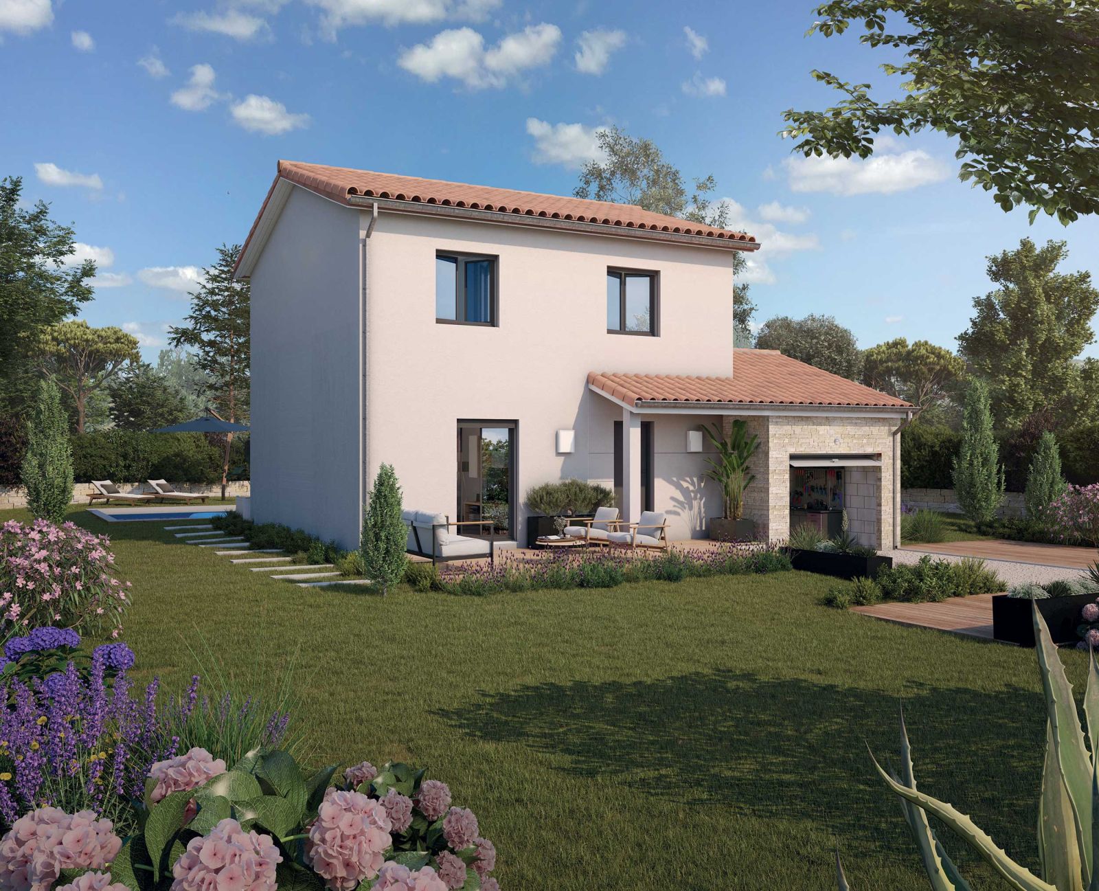 Oranger Modèle de maison à étage contemporain - Demeures d'Aquitaine