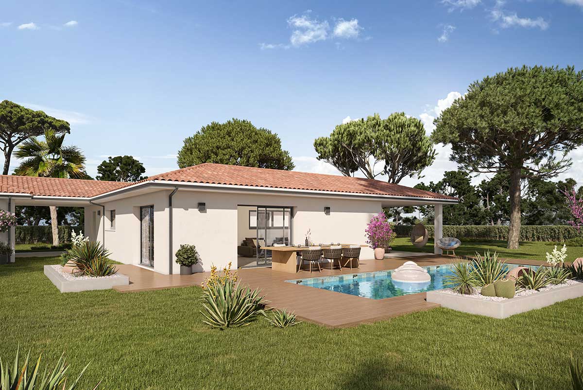 Modele de maison de plain-pied contemporain - Palma - Demeures d'Aquitaine
