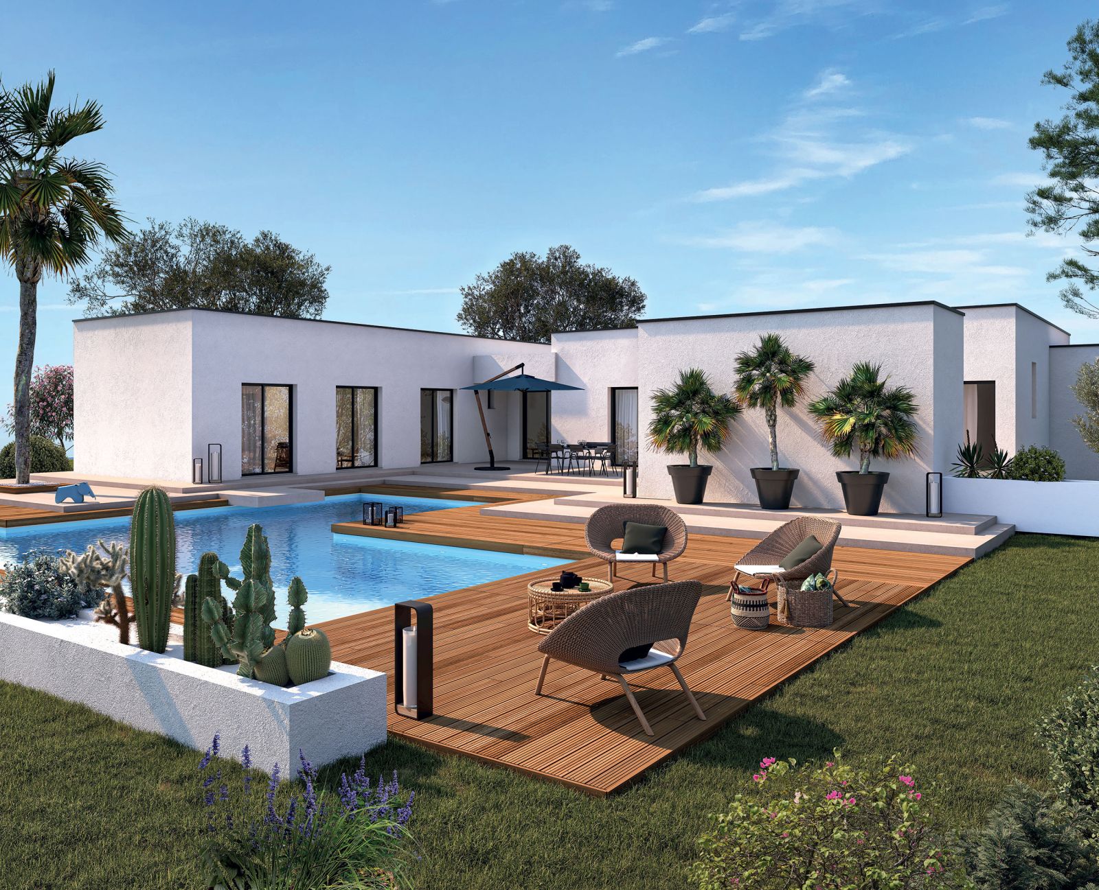 Maison contemporaine plain pied Demeures d'Aquitaine - Modèle Palmier