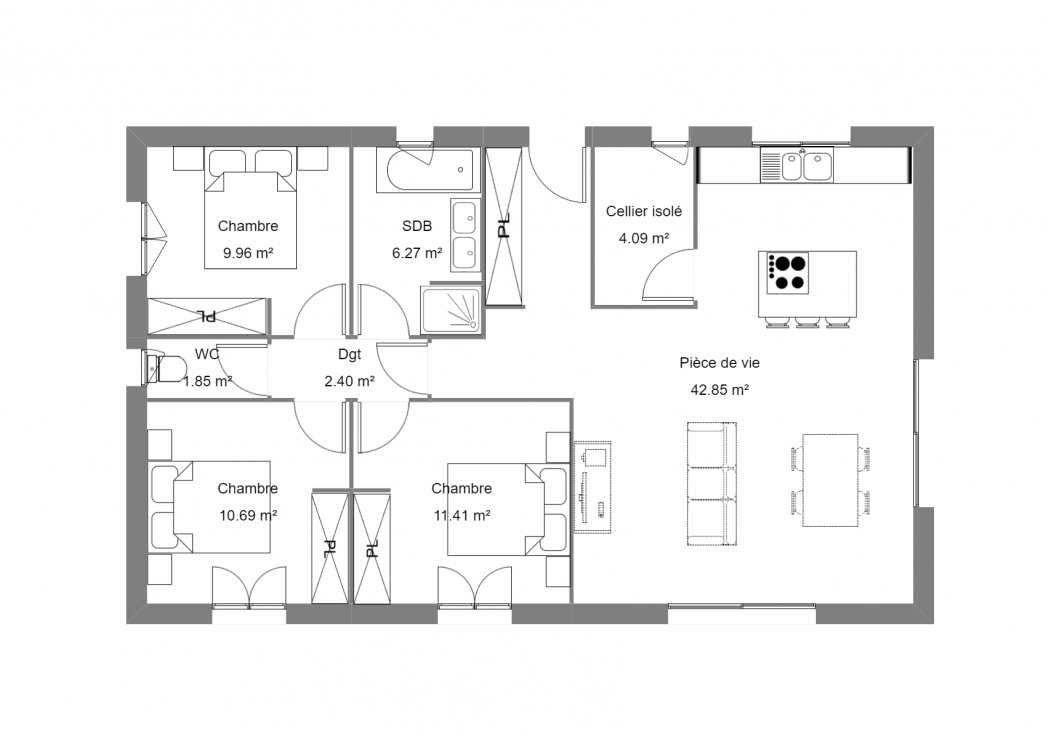 Maison 4 pièces traditionnelle à ParentisenBorn (40160) Landes