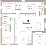 Plan maison 3 chambres et terrasse couverte